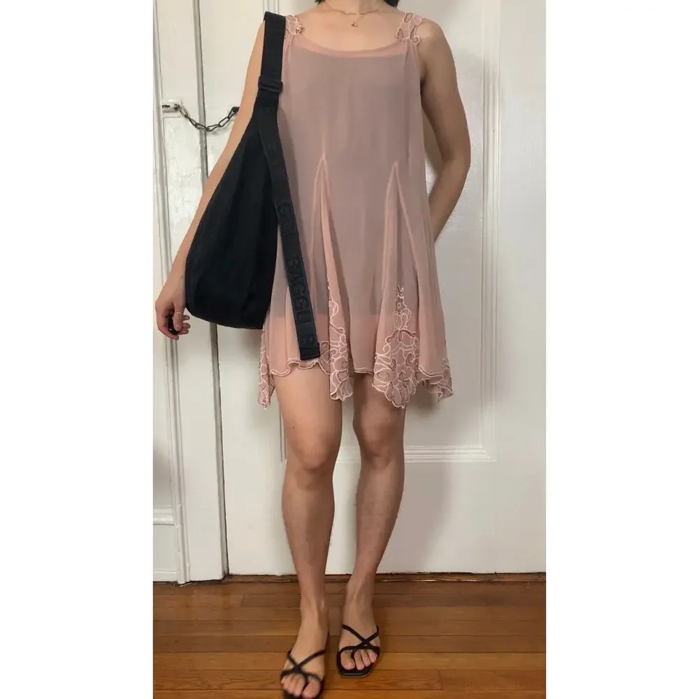 Free people floral pattern beaded sheer mini dress - Picture 2 of 5